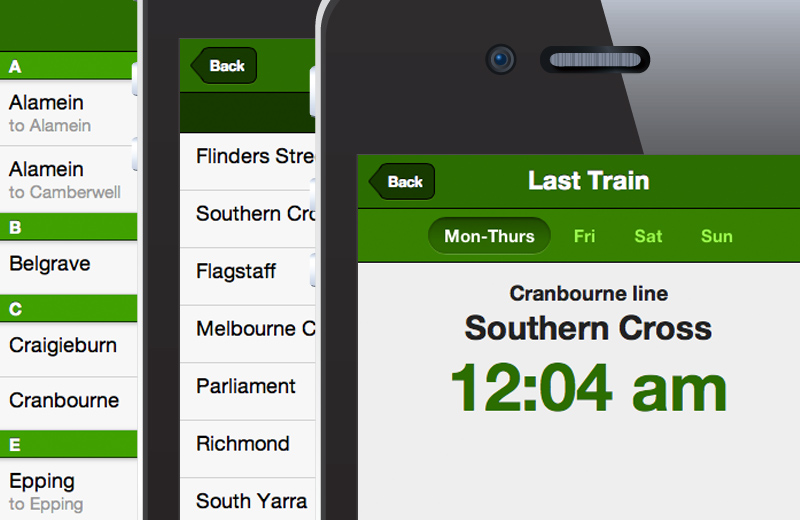 Last Train mobile web app